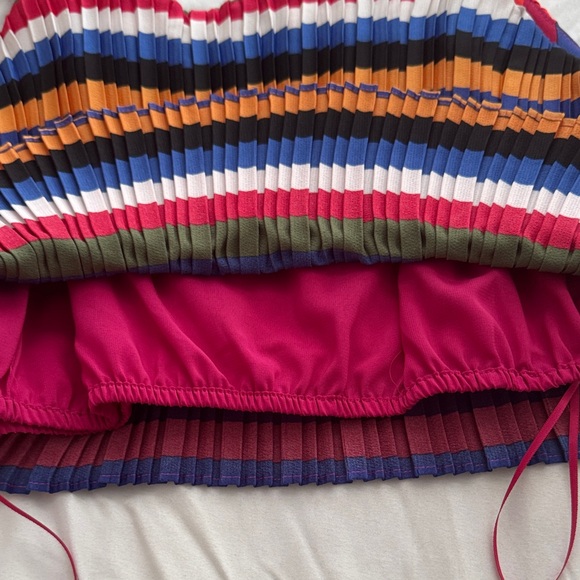 Striped Multicolor Pleated Crop Tank Top - Women - Picture 5 of 5